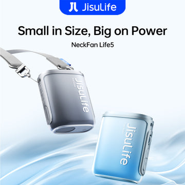 JISULIFE Life5 Neck Fan 4500mAh Strong‑Wind Bladeless Cooler 100‑Gear USB‑C Outdoor Hands‑Free